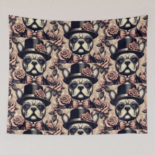 Item preview, French Bulldog Floral Rose Elegance Retro Vintage Aesthetic Dog Art designed and sold by ElegantCat.
