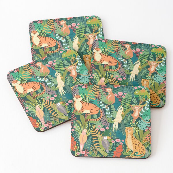 Item preview, Tropical Jungle Pattern - Tigers, Cheetah, Monkey, Pelican, Parrots designed and sold by Fanverse Merchandise.