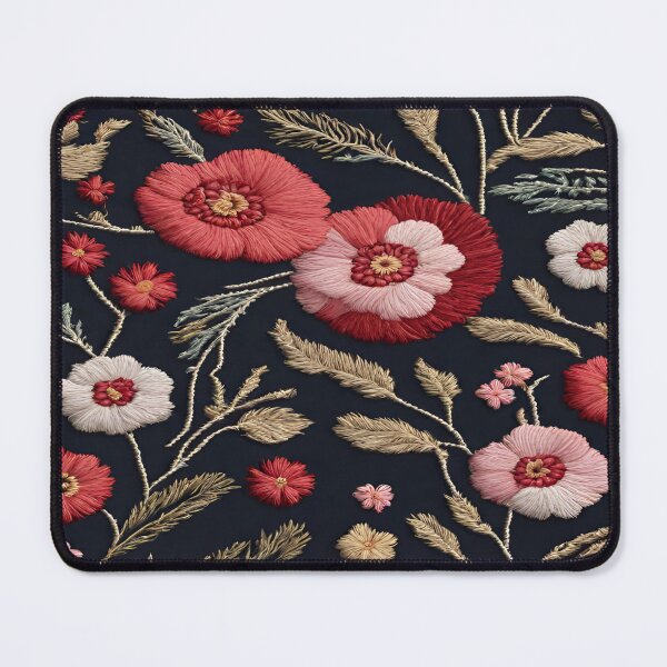 Item preview, Flowers embroidery. Close-up of fabric. Bright flowers on a black background designed and sold by Erik Visnievskij.
