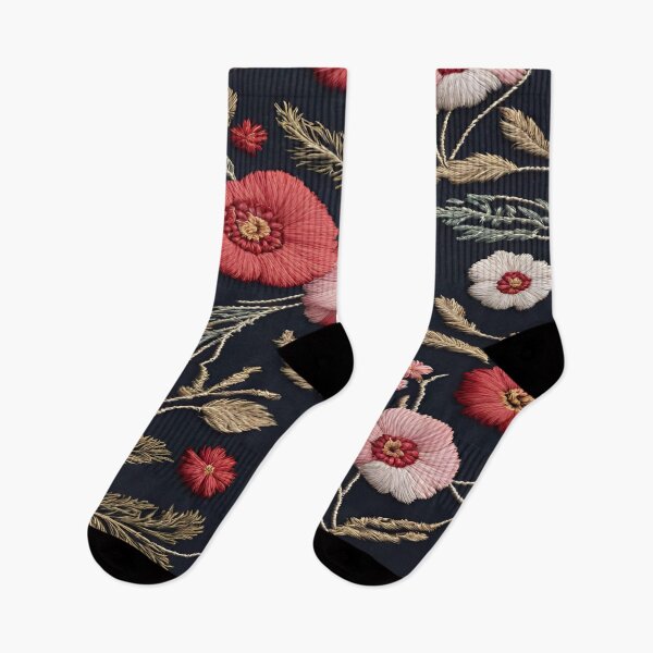 Item preview, Flowers embroidery. Close-up of fabric. Bright flowers on a black background designed and sold by Erik Visnievskij.