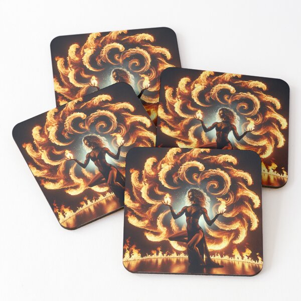 Item preview, Woman dancing and controlling flames that swirl around her in hypnotic patterns designed and sold by AndreaMart.