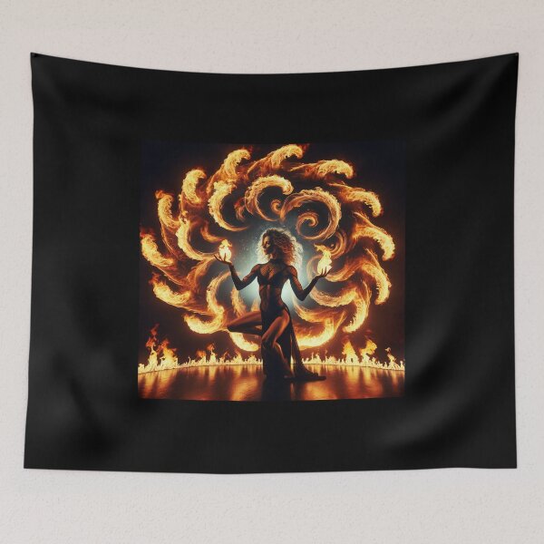 Item preview, Woman dancing and controlling flames that swirl around her in hypnotic patterns designed and sold by AndreaMart.