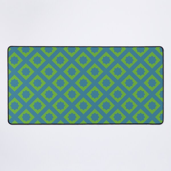 Item preview, Aqua Blue Bright Green Square Star Abstract Geometric Tessellation Mosaic  Pattern designed and sold by PenguinForests.