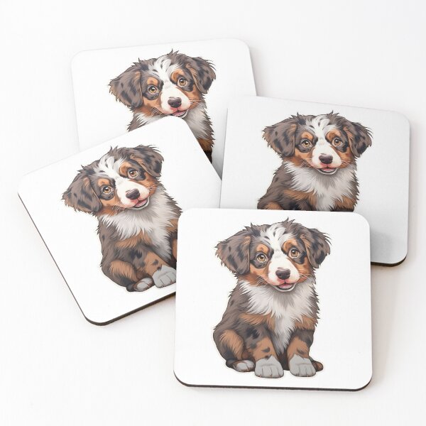 Artikelvorschau, Niedlicher Australian Shepherd-Welpe // Niedliches Welpen-Design // Niedliche Welpen-Haustier-Bandanas, Australian Shepherd-Welpen-Hundematten, Welpe-süßes Hunde-Poster entworfen und verkauft von SMARTKIT DESIGNAGENCY.