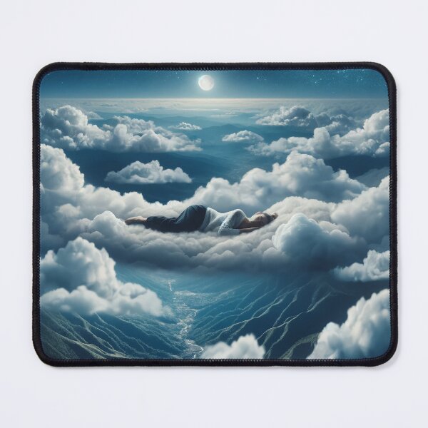 Item preview, Woman sleeping on a soft bed of clouds above the earthly landscape, with the night sky as her blanket designed and sold by AndreaMart.