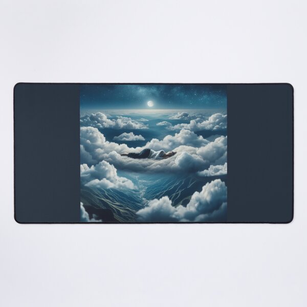Item preview, Woman sleeping on a soft bed of clouds above the earthly landscape, with the night sky as her blanket designed and sold by AndreaMart.