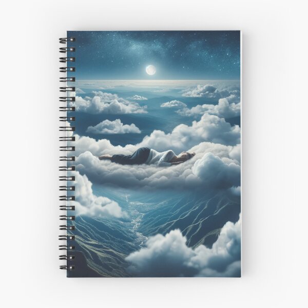Item preview, Woman sleeping on a soft bed of clouds above the earthly landscape, with the night sky as her blanket designed and sold by AndreaMart.