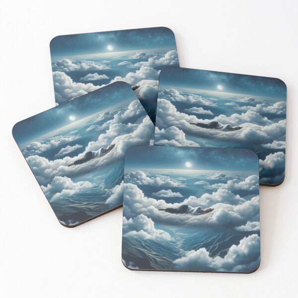 Item preview, Woman sleeping on a soft bed of clouds above the earthly landscape, with the night sky as her blanket designed and sold by AndreaMart.