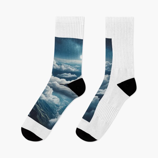 Item preview, Woman sleeping on a soft bed of clouds above the earthly landscape, with the night sky as her blanket designed and sold by AndreaMart.