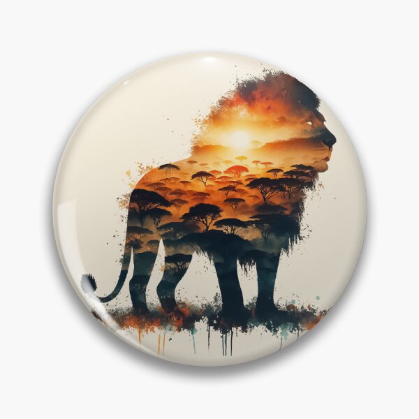 Item preview, Zambia lion silhouette savannah abstract style designed and sold by TomFrontierArt.