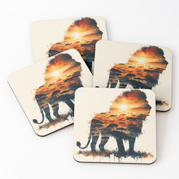 Item preview, Zambia lion silhouette savannah abstract style designed and sold by TomFrontierArt.