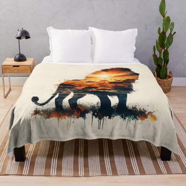 Item preview, Zambia lion silhouette savannah abstract style designed and sold by TomFrontierArt.