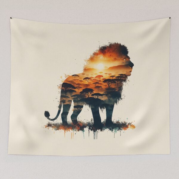 Item preview, Zambia lion silhouette savannah abstract style designed and sold by TomFrontierArt.