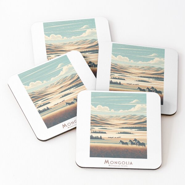Item preview, Vintage Travel Poster - Minimalist Retro Mongolian Steppe Mongolia designed and sold by pod24.