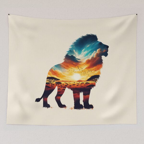 Item preview, Zambia lion silhouette savannah abstract style designed and sold by TomFrontierArt.