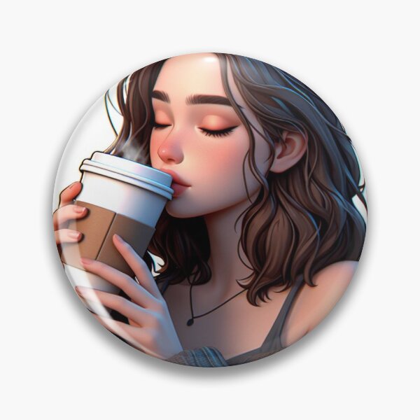 Item preview, Girl enjoys coffee, coffee lover designed and sold by Artis-t-fun.