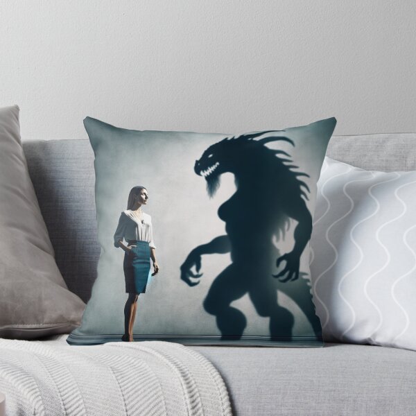 Item preview, Woman standing in front of a wall, whose shadow transforms into a fantastic beast or another figure designed and sold by AndreaMart.