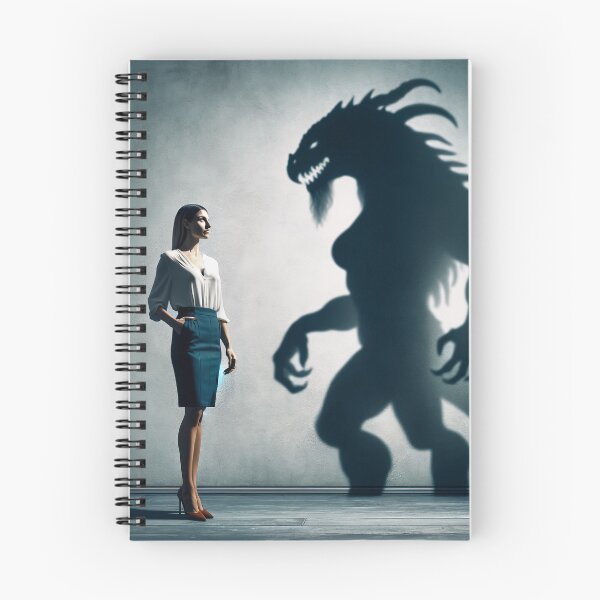Item preview, Woman standing in front of a wall, whose shadow transforms into a fantastic beast or another figure designed and sold by AndreaMart.