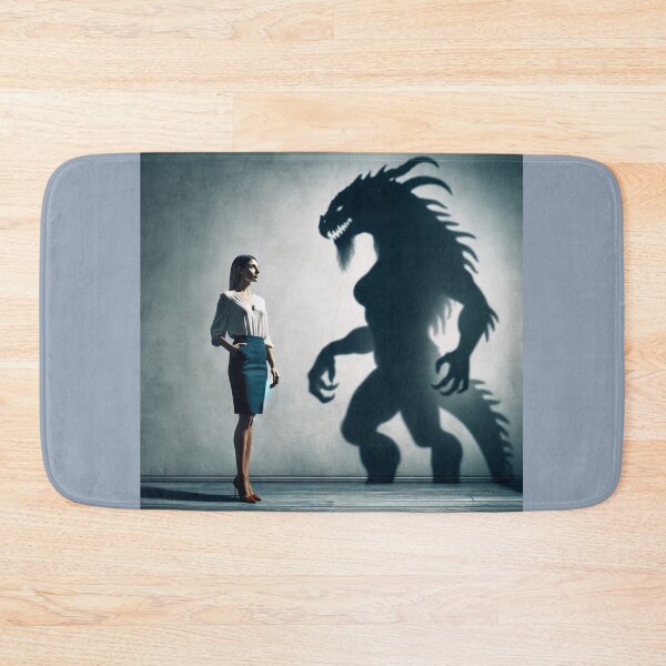 Item preview, Woman standing in front of a wall, whose shadow transforms into a fantastic beast or another figure designed and sold by AndreaMart.