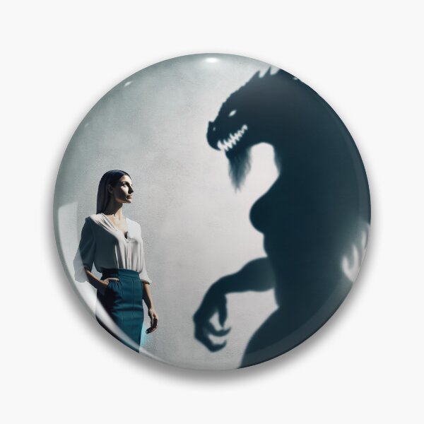 Item preview, Woman standing in front of a wall, whose shadow transforms into a fantastic beast or another figure designed and sold by AndreaMart.