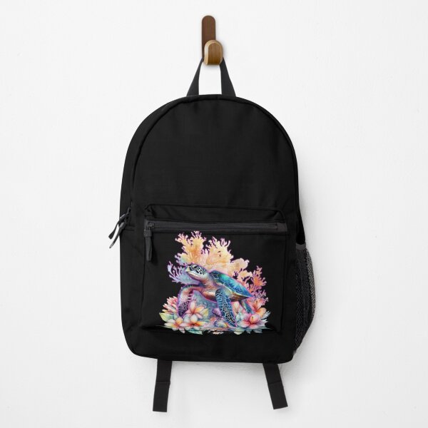 Item preview, Floating Turtle Seaweed Flowers Watercolor Pink Blue. designed and sold by ProDesignByMK.