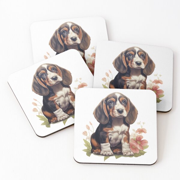 Artikelvorschau, Niedlicher Basset-Welpe // Basset-Welpe süßes Design // Basset-Hundematten, niedliche Welpen-Haustier-Bandanas, Welpen-süßes Hunde-Poster entworfen und verkauft von SMARTKIT DESIGNAGENCY.