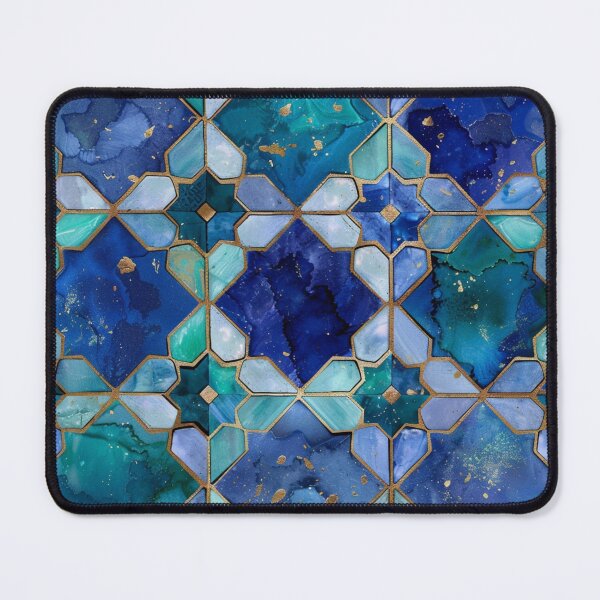 Item preview, Menthol Green, Aqua & Gold Decorative Morrocan Tile Pattern  designed and sold by GrinGalore.
