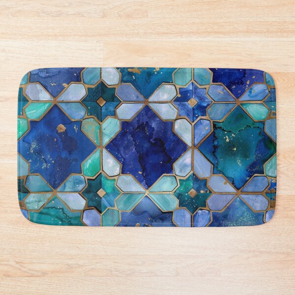 Item preview, Menthol Green, Aqua & Gold Decorative Morrocan Tile Pattern  designed and sold by GrinGalore.