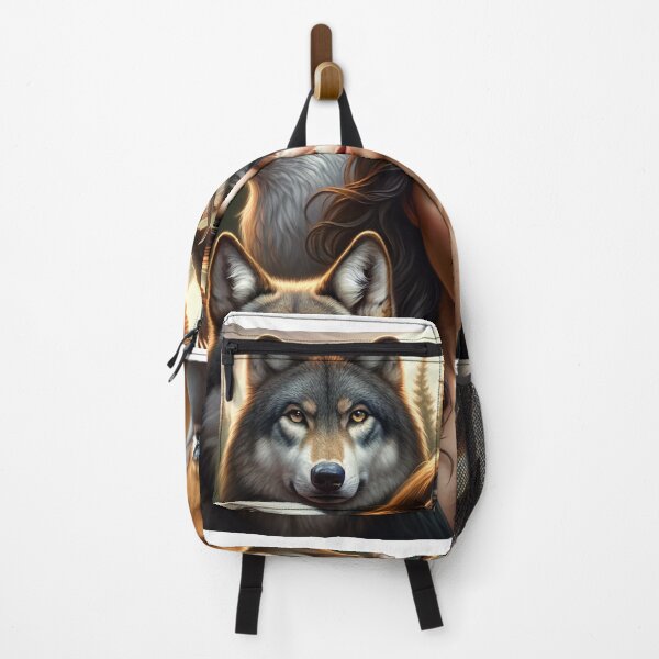 Item preview, Woman surrounded by her animal counterparts, such as wolves, eagles, and deer, who share her features and expressions designed and sold by AndreaMart.