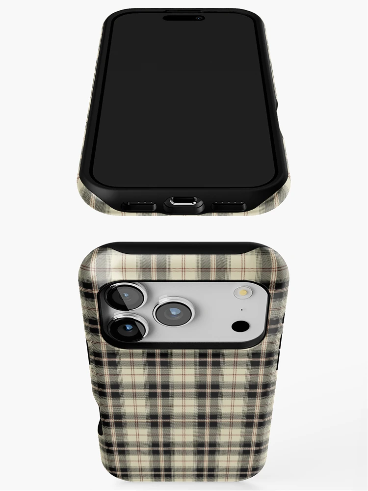 Thumbnail 3 of 4, iPhone Case, cream plaid pattern designed and sold by TrPatternLab.