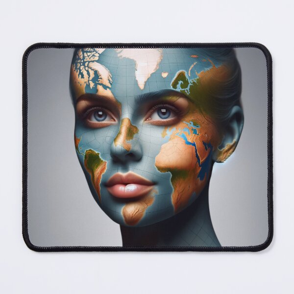 Item preview, Woman whose skin is a map of the world, with continents and oceans forming her face and body designed and sold by AndreaMart.