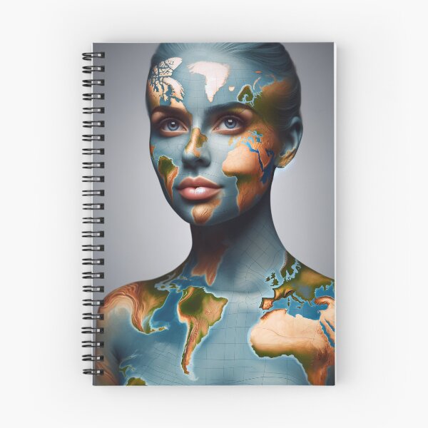 Item preview, Woman whose skin is a map of the world, with continents and oceans forming her face and body designed and sold by AndreaMart.