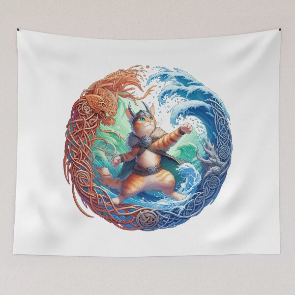 Item preview, Cute Viking Cat Norse Mythology Celtic Knot designed and sold by TomFrontierArt.