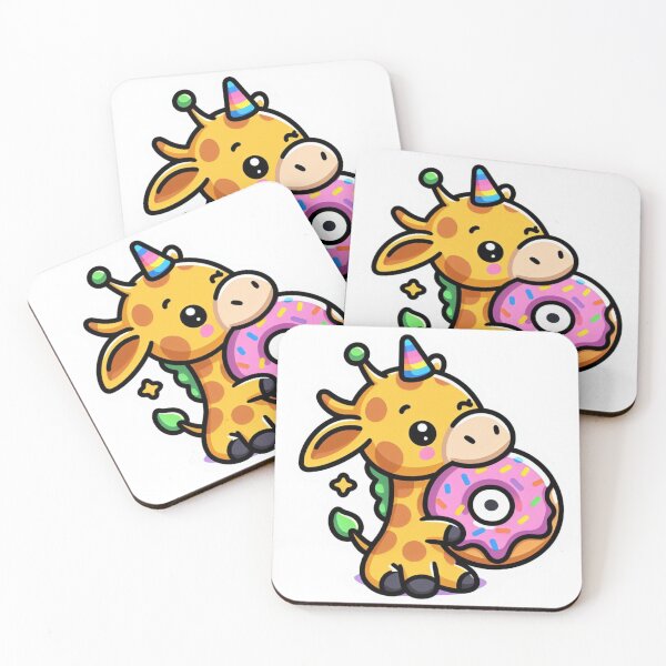 Item preview, Cute Kawaii Giraffe eating a donut designed and sold by BeardedTree.