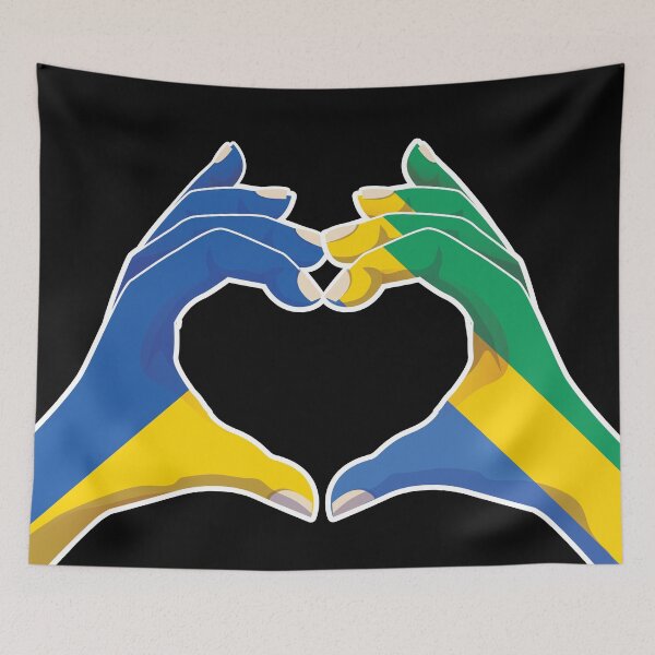 Item preview, Gabon Gabonese Ukraine Ukrainian Love Heart Peace designed and sold by FlagX.
