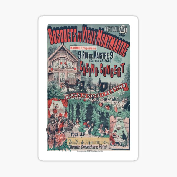 Bosquets du Vieux-Montmartre Restaurant Poster Sticker