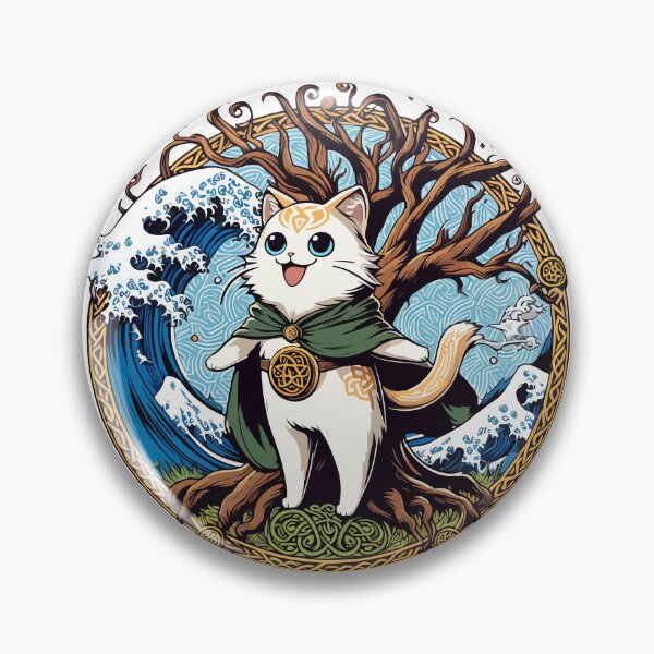 Item preview, Kawaii Viking Cat Norse Mythology Celtic Knot designed and sold by TomFrontierArt.