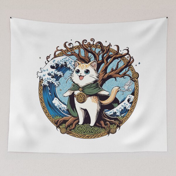 Item preview, Kawaii Viking Cat Norse Mythology Celtic Knot designed and sold by TomFrontierArt.