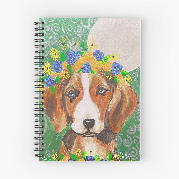 Item preview, Cute Beagle Puppy With Flower Crown Under The Full Moon designed and sold by Ann Marie Olsen.