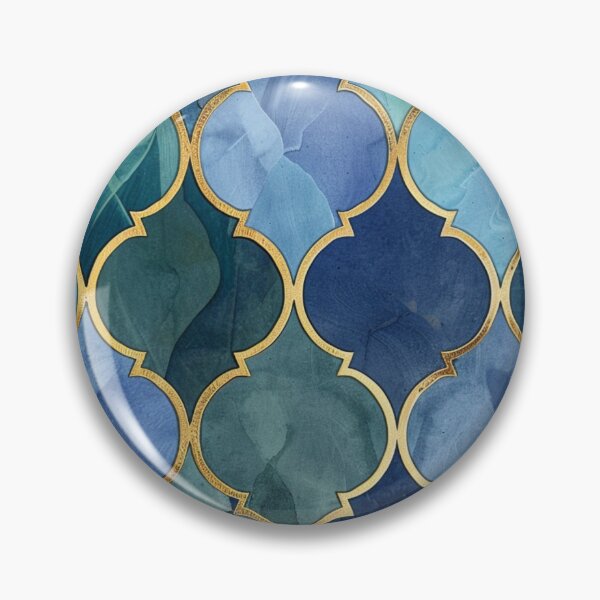 Item preview, Turquoise Green, Aqua & Gold Decorative Morrocan Tile Pattern  designed and sold by GrinGalore.