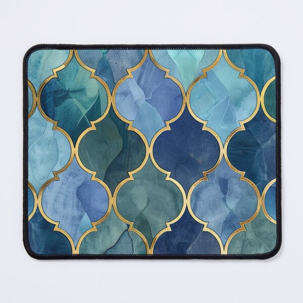 Item preview, Turquoise Green, Aqua & Gold Decorative Morrocan Tile Pattern designed and sold by GrinGalore.