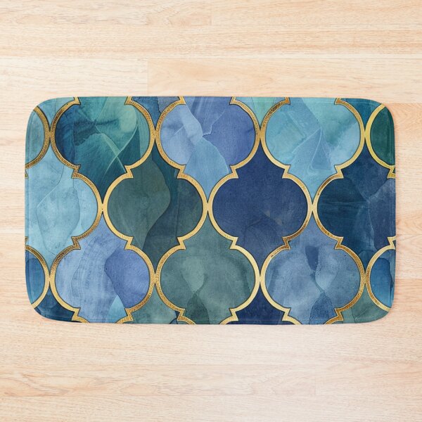 Item preview, Turquoise Green, Aqua & Gold Decorative Morrocan Tile Pattern  designed and sold by GrinGalore.