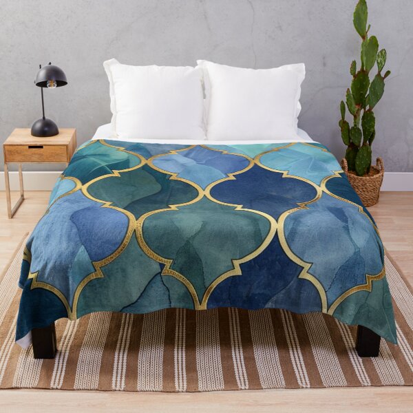 Item preview, Turquoise Green, Aqua & Gold Decorative Morrocan Tile Pattern  designed and sold by GrinGalore.