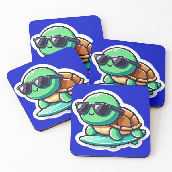 Item preview, Cool Kawaii Surfing Turtle with sunglasses designed and sold by BeardedTree.