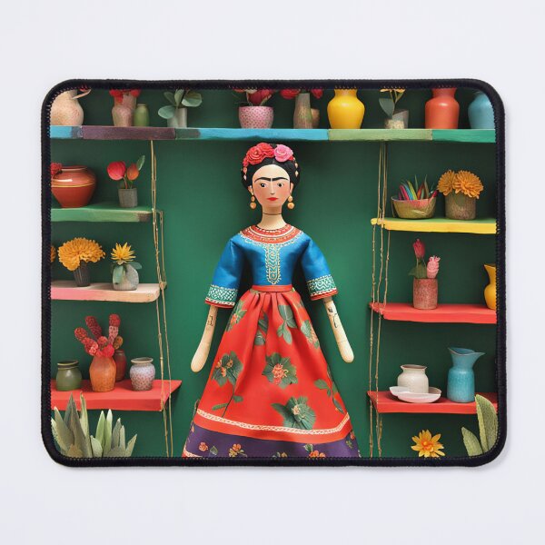 Item preview, Frida Kahlo doll blue and red designed and sold by Joanne Walsh.