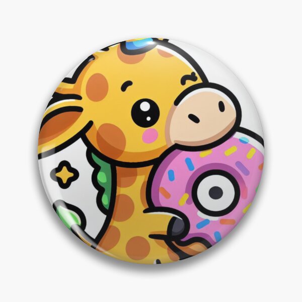 Item preview, Cute Kawaii Giraffe eating a donut designed and sold by BeardedTree.