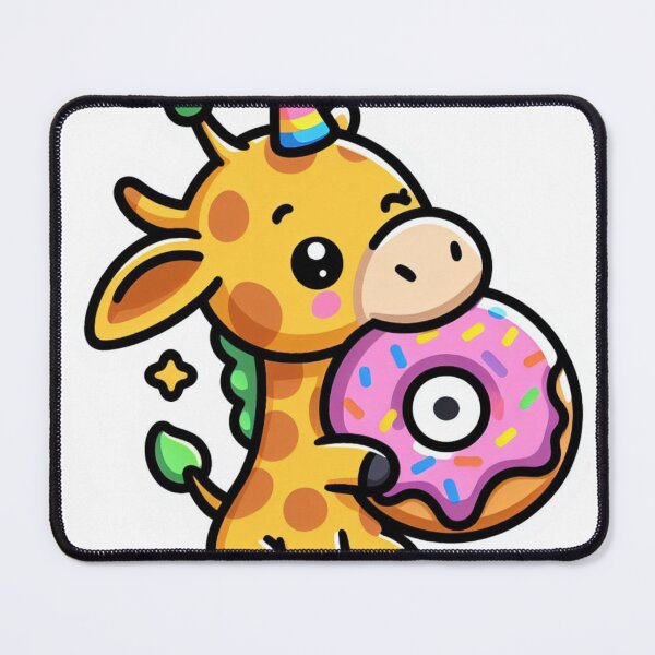 Item preview, Cute Kawaii Giraffe eating a donut designed and sold by BeardedTree.