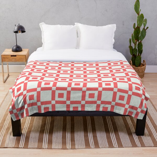 Item preview, Coral Red White Square Rectangle Grid Minimalistic Geometric Urban Clean Pattern designed and sold by PenguinForests.