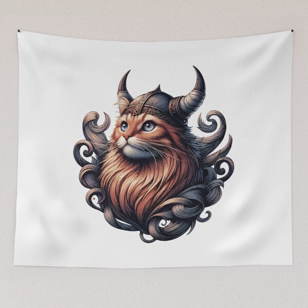 Item preview, Funny Viking Warrior Cat Norse Mythology Anime Portrait designed and sold by TomFrontierArt.