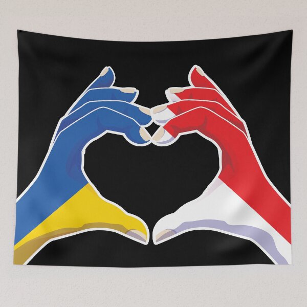 Item preview, Indonesia Indonesian Ukraine Ukrainian Love Heart Peace designed and sold by FlagX.
